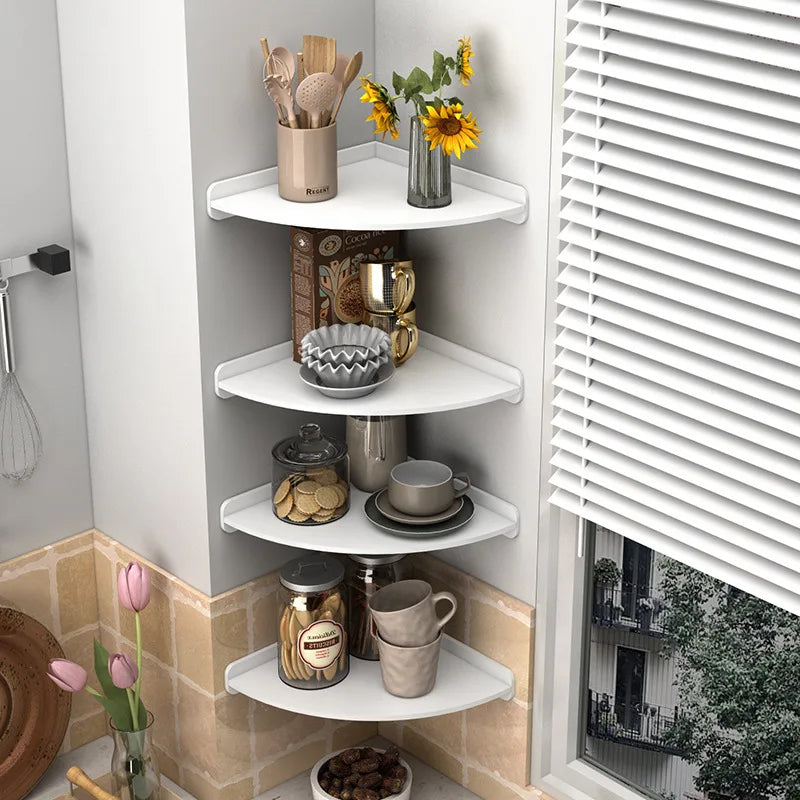 Accessori da Cucina: Porta Spezie Triangolare Multistrato da Parete Senza Foratura, Contenitore Multifunzionale Salvaspazio