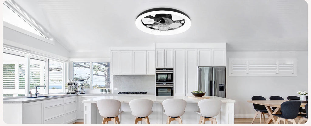 Ventilatore da Soffitto Intelligente XINGOO Nordic con Luce e Telecomando, Decorazione per Camera da Letto, Ventilatore con Pale Invisibili