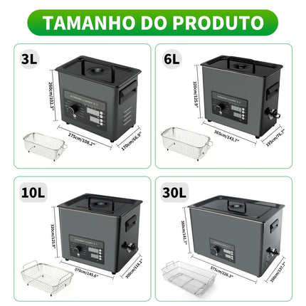 Pulitore ad Ultrasuoni da 3L 6L 10L 30L, Lavatrice ad Ultrasuoni con Manopola, Bagno di Lavaggio ad Ultrasuoni Riscaldato per Uso Domestico e Commerciale