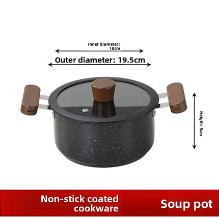 Complete Set of 5-Piece Non-Stick Stainless Steel Cookware with Glass Lids and Handles, Kitchen Set