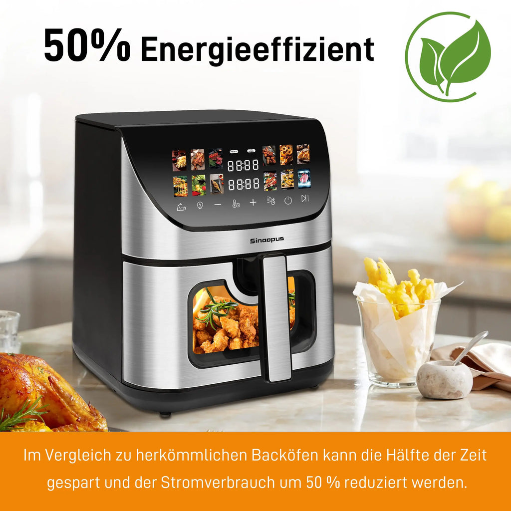 Friggitrice ad Aria Calda 8.5L con Finestra di Visualizzazione e Display a Colori