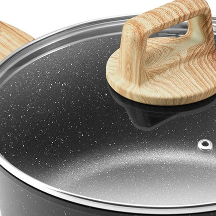 10-Piece Induction Cookware Set, Non-Stick Pots and Pans Set, Cooking Cookware Set with Lids, Granite, PFAS-Free