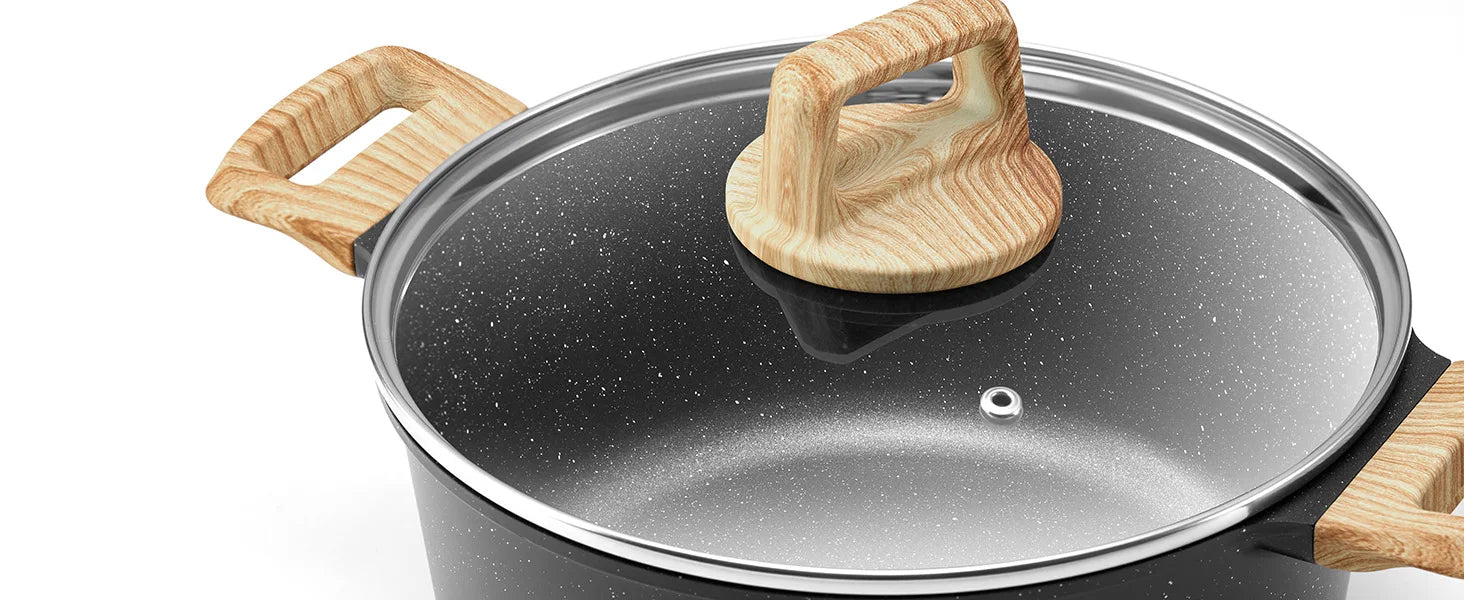 Set di padelle per piano cottura a induzione 10 pezzi, set di pentole e padelle antiaderenti, set di pentole da cucina con coperchi, granito, senza PFAS