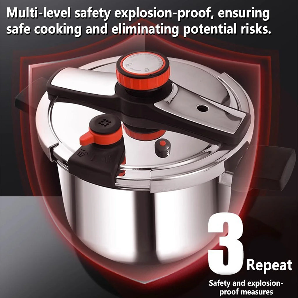 Edelstahl-Druckkochtopf in Lebensmittelqualität 4/6/8L Explosionsgeschütztes Design Maximaler Druck 100Kpa Korrosionsbeständiger Topf Bequemer Griff Universell für Gas- und Induktionsherde Kochutensilien