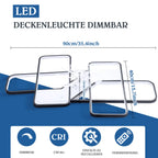 Ventilatore da soffitto LED 50 W con telecomando, 90 cm, nero