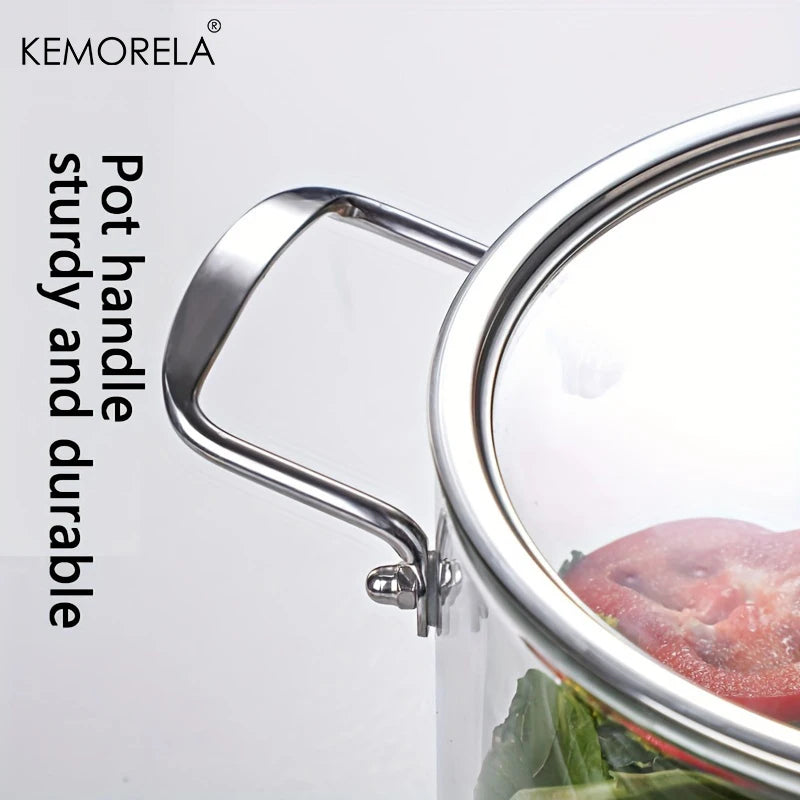 KEMORELA 1 STÜCK Glas Topf 2.5L/3.5L Hitzebeständiger Simmertopf Doppelgriff Töpfe mit Topfdeckel Borosilikatglas-Kochgeschirr