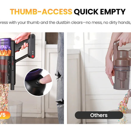 Erabros EV5 550W 70KPA Cordless Vacuum Cleaner with Ultra-Strong Suction Power, 80 Minutes Runtime, Smart Handheld Vacuum with 4 Modes