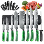 Set mit 8 scharfen und langlebigen ZENG Edelstahlmessern, mit grünem Harzgriff, tragbarer Nylontasche, Küchenutensilien für Zuhause und als Geschenk
