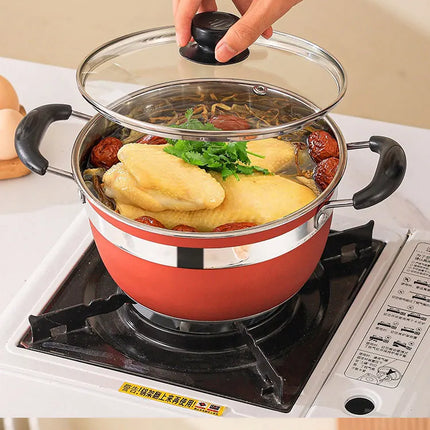 Premium 12-Piece Stainless Steel Nonstick Cookware Set with Glass Lids for Home Kitchen
