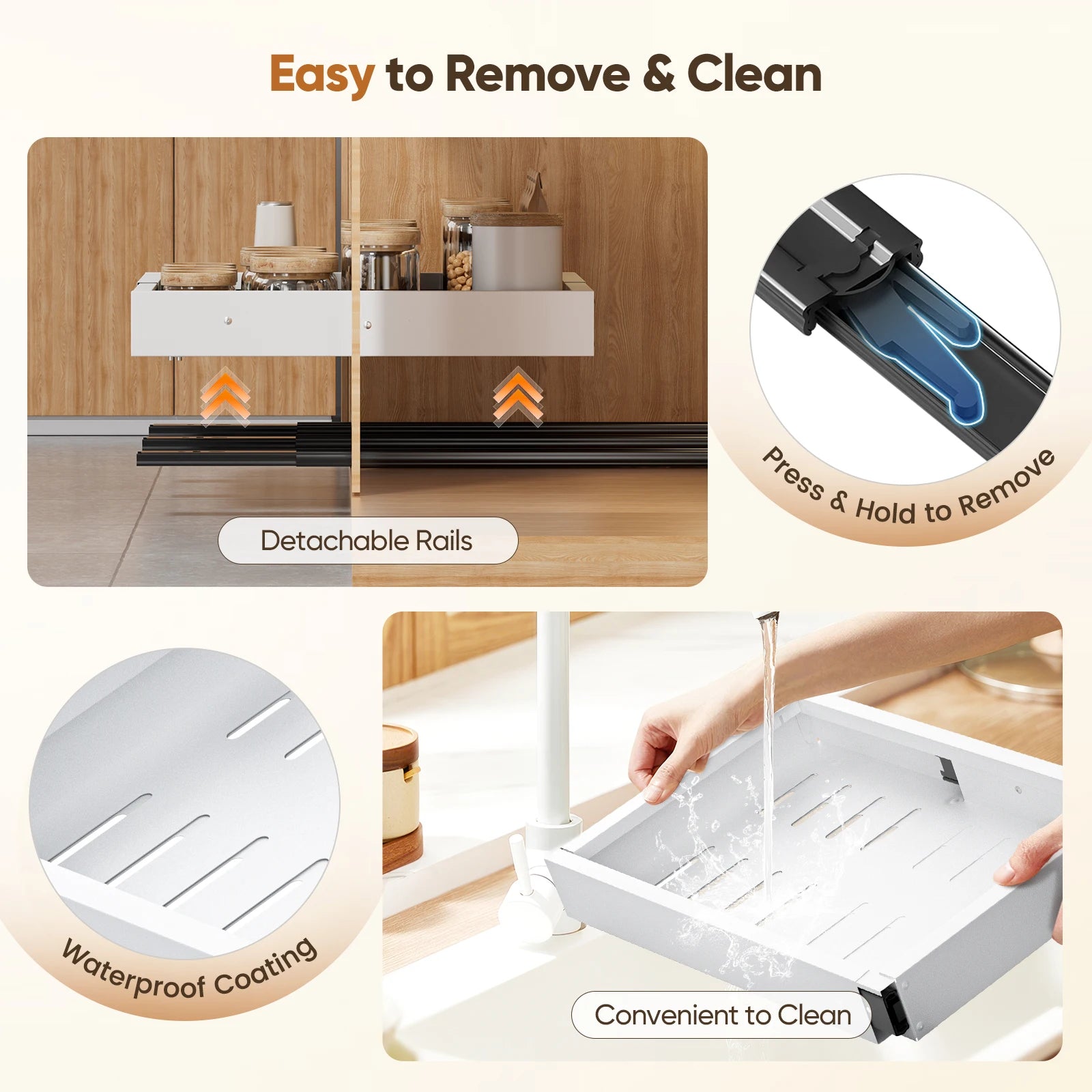 1/2PCS Scaffale da cucina Organizzatore per armadio estraibile Senza punzonatura Cassetti scorrevoli espandibili per armadio da cucina, dispensa, bagno
