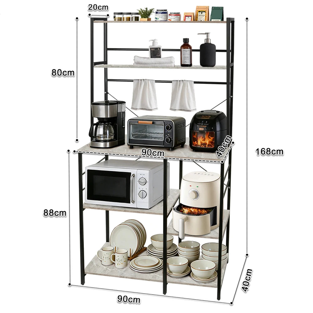 Kitchen shelf, free-standing shelf with 6 shelves, 40 x 86 x 167 cm, microwave shelf, for microwave, coffee machine and spices