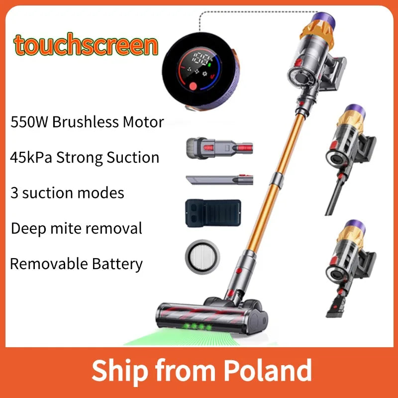 IDEACH V18 Kabelloser Handstaubsauger 550 W 45 kPa mit Touchscreen, abnehmbarem Akku, leicht für Böden, Autos und Tierhaare