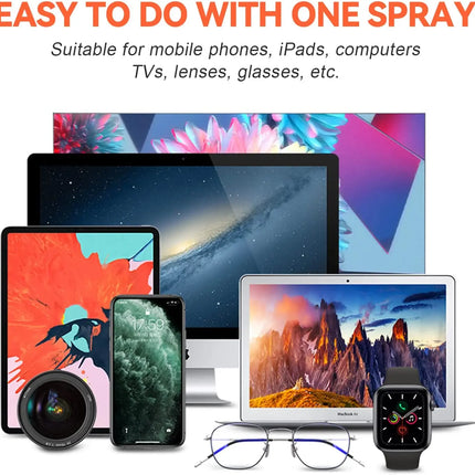 2 in 1 Screen Cleaner Spray with Microfiber Cloth for Cell Phones, Tablets, Computers, Mobile Device Dust Removal Tool.