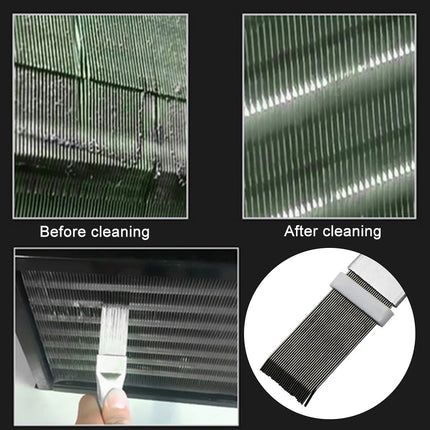 Air conditioner condenser fin cleaning and straightening brush