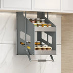 Scaffale Sollevabile Salvaspazio, Armadietto a Muro Estraibile, Scaffale Organizzatore, Scaffali Porta Spezie da Cucina, Mobili Multifunzionali per Cucina
