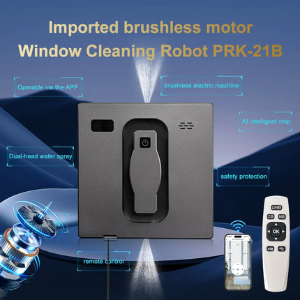 PuRuiKai Window Cleaning Robot, Dual Water Spray, App Control, High Suction, Laser Sensor, Robot for Cleaning Home Windows and Walls