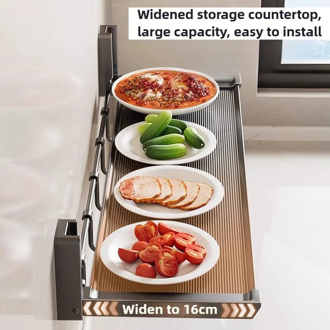 Hanging Kitchen Organizer, Foldable Dish Rack, Wall Shelf for Vegetables and Spices