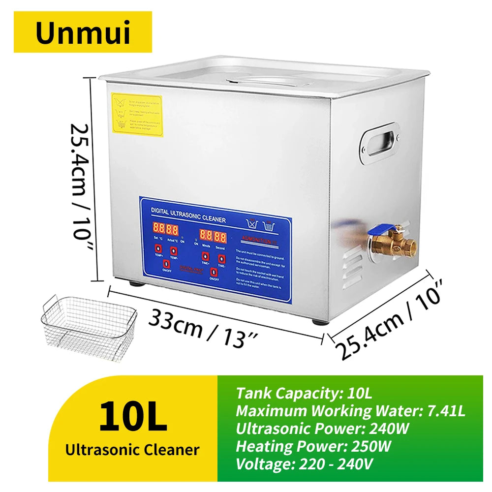 Digitaler Ultraschallreiniger 2L/3L/6/10/15/30L mit Heizung, 40KHz Ultraschallreinigungsgerät aus Edelstahl, Haushaltsgerät