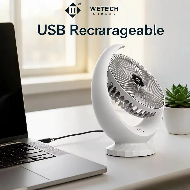 Tragbarer Mini-Ventilator, 3000mAh, faltbar, Tisch-, Outdoor-, Nacken-Ventilator, 5 Geschwindigkeiten, USB wiederaufladbar, mit Telefonhalter und Display