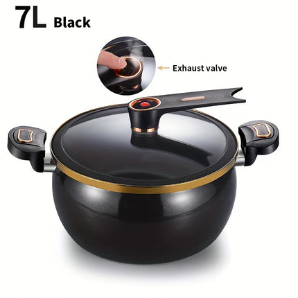 1 Fat Daddy Micro pentola a pressione, 7 litri di grande capacità, 26 cm, adatta per uso domestico, pentola antiaderente multifunzionale per stufare e cucinare zuppe, compatibile con piani cottura a induzione e fornelli a gas