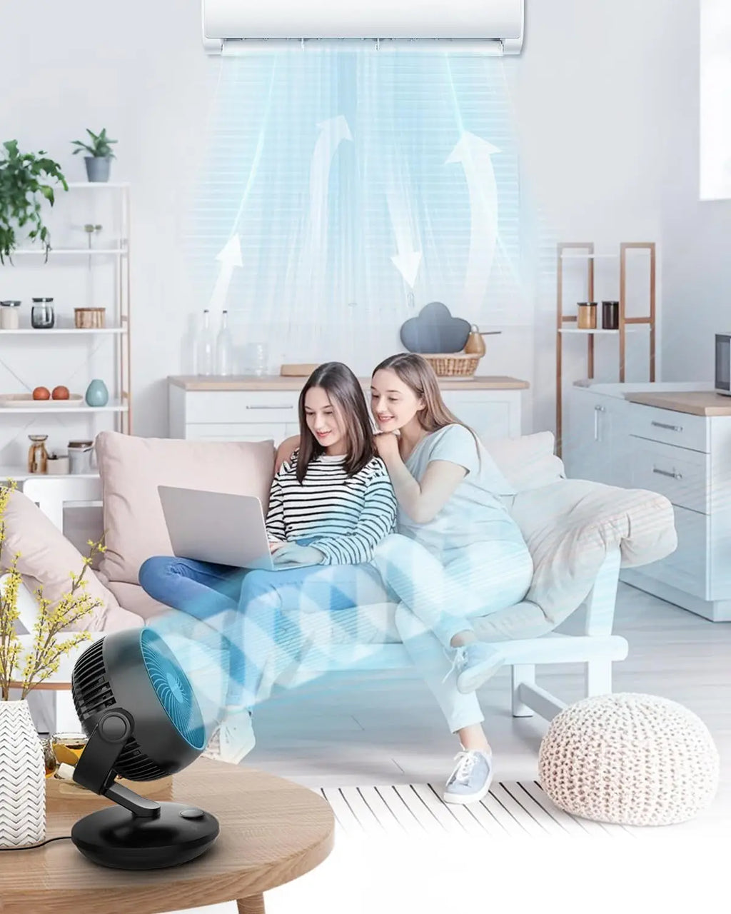 Ventilatori silenziosi WOWDSGN, 6 velocità regolabili, 3 modalità, 22 dB, neri, timer da 9 ore, ventilatore da tavolo per scrivania da ufficio per studenti, cucine, soggiorno