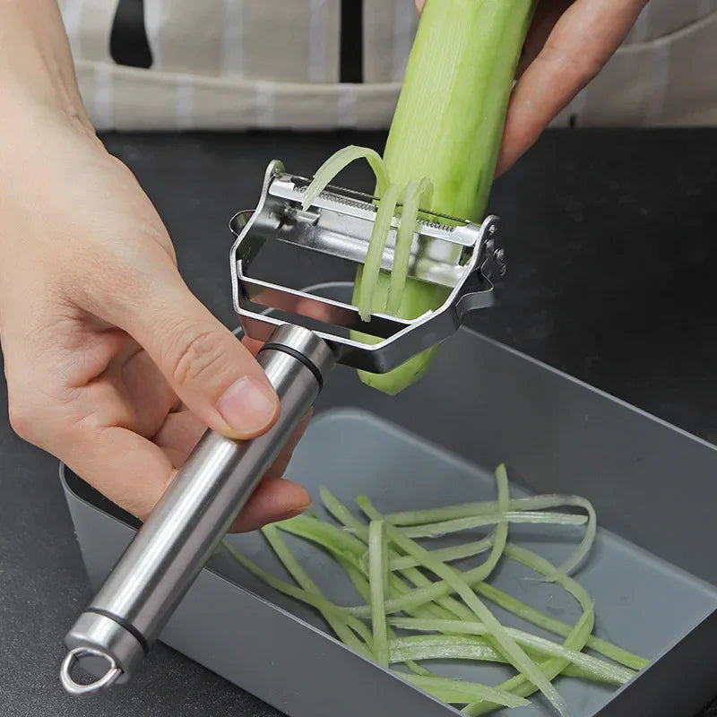 Multifunktionaler Kartoffelschäler aus Edelstahl für Küche, Obst, Gemüse, Kartoffeln, Karotten, Gurken, Julienne-Reibe, langlebiger Gemüsehobel