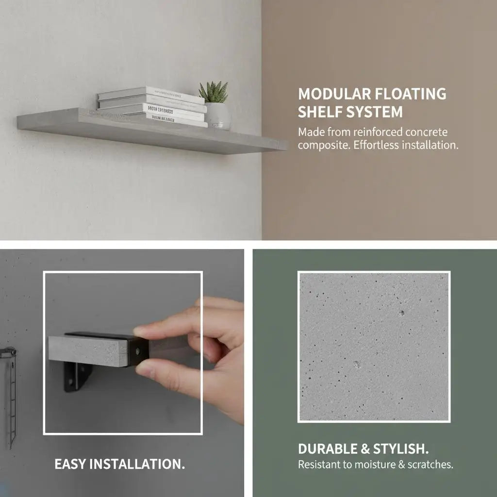 Pannelli per libreria 4 pz grigio cemento legno ingegnerizzato scaffale da parete industriale