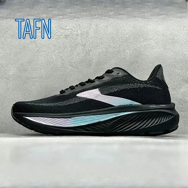 Professionelle Laufschuhe aus ultra-atmungsaktivem Jacquard-Gewebe, mit hochreaktiver Wellensohle für Marathontraining und intensive Langstreckenläufe.