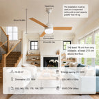 Ventilatore da Soffitto LED 2-in-1 con Luce, Telecomando, Dimmerabile, Reversibile, Silenzioso, 6 Velocità, per Camera da Letto, Soggiorno, Sala da Pranzo