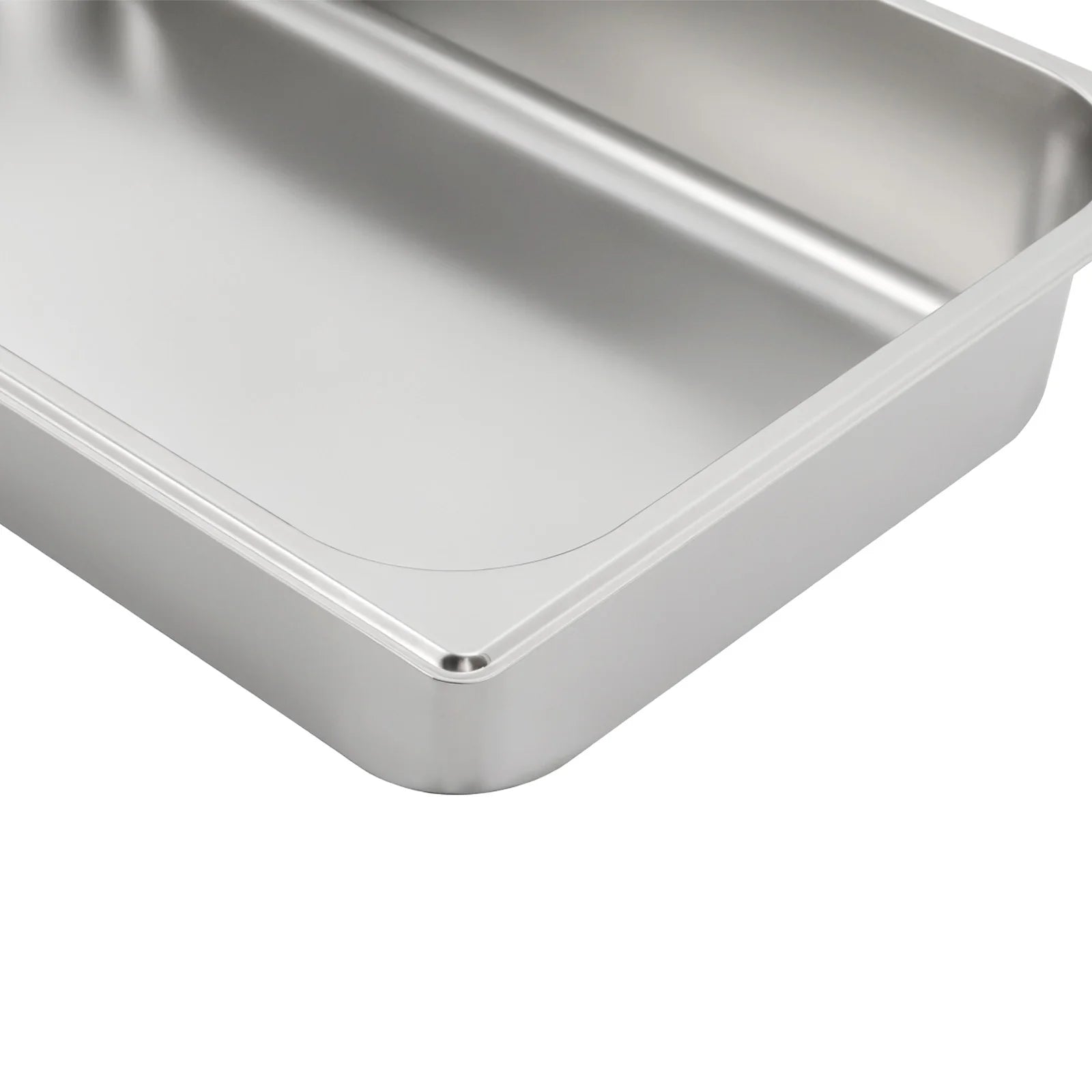 4 Piece Stainless Steel Steam Table Pans Set with Lids 9 Liter Rectangle Modern Silver Dishwasher Oven Freezer Table Safe