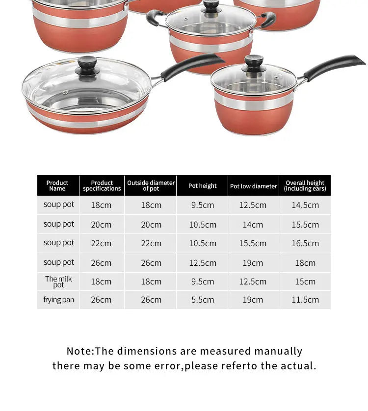 Set di Pentole Antiaderenti da 12 Pezzi in Acciaio Inox Premium con Coperchi in Vetro per Cucina Domestica
