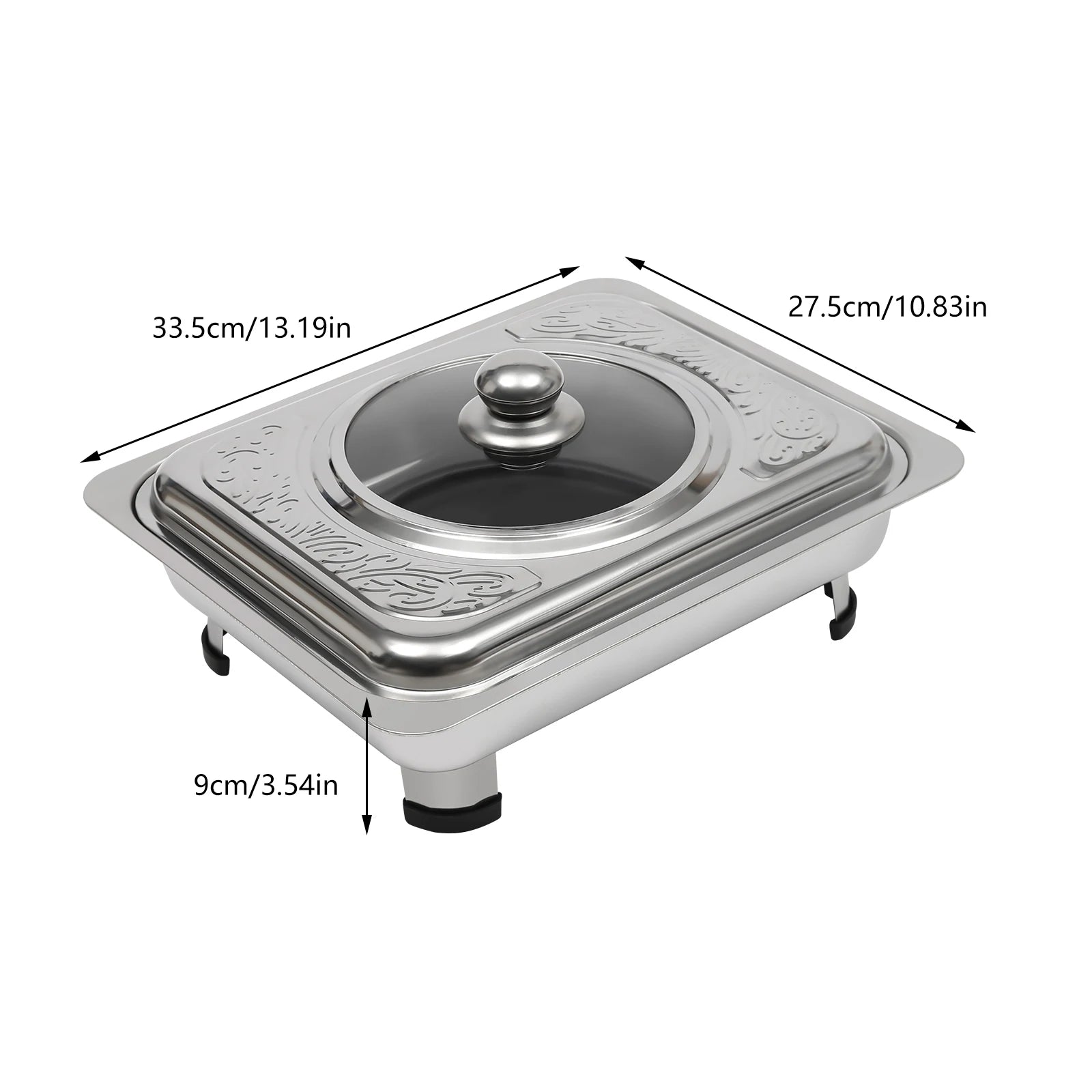 4/8 Stück Chafer-Pfannen-Buffet-Servierbehälter mit Deckel, rechteckiger Speisenwärmer-Pfannen-Servierbehälter