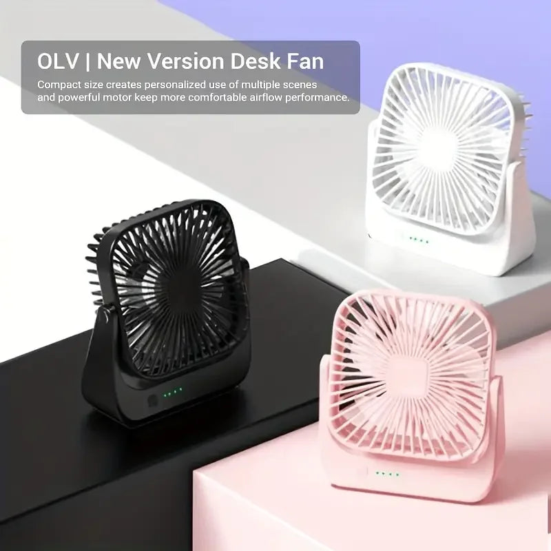 Mini ventilatore portatile USB da tavolo, flusso d'aria potente e funzionamento silenzioso, 4 velocità, vento a 180° ° Ventilatori da terra girevoli per la casa