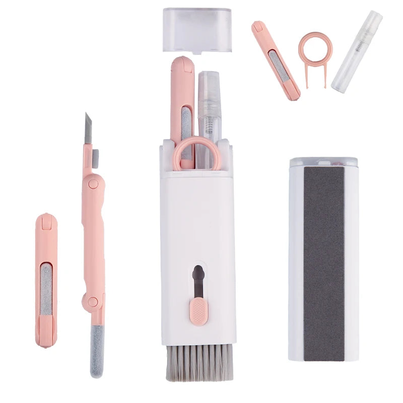 7 in 1 kit spazzola per pulizia tastiera computer penna per pulizia auricolari per auricolare strumenti per la pulizia della tastiera kit estrattore per copritasti detergente