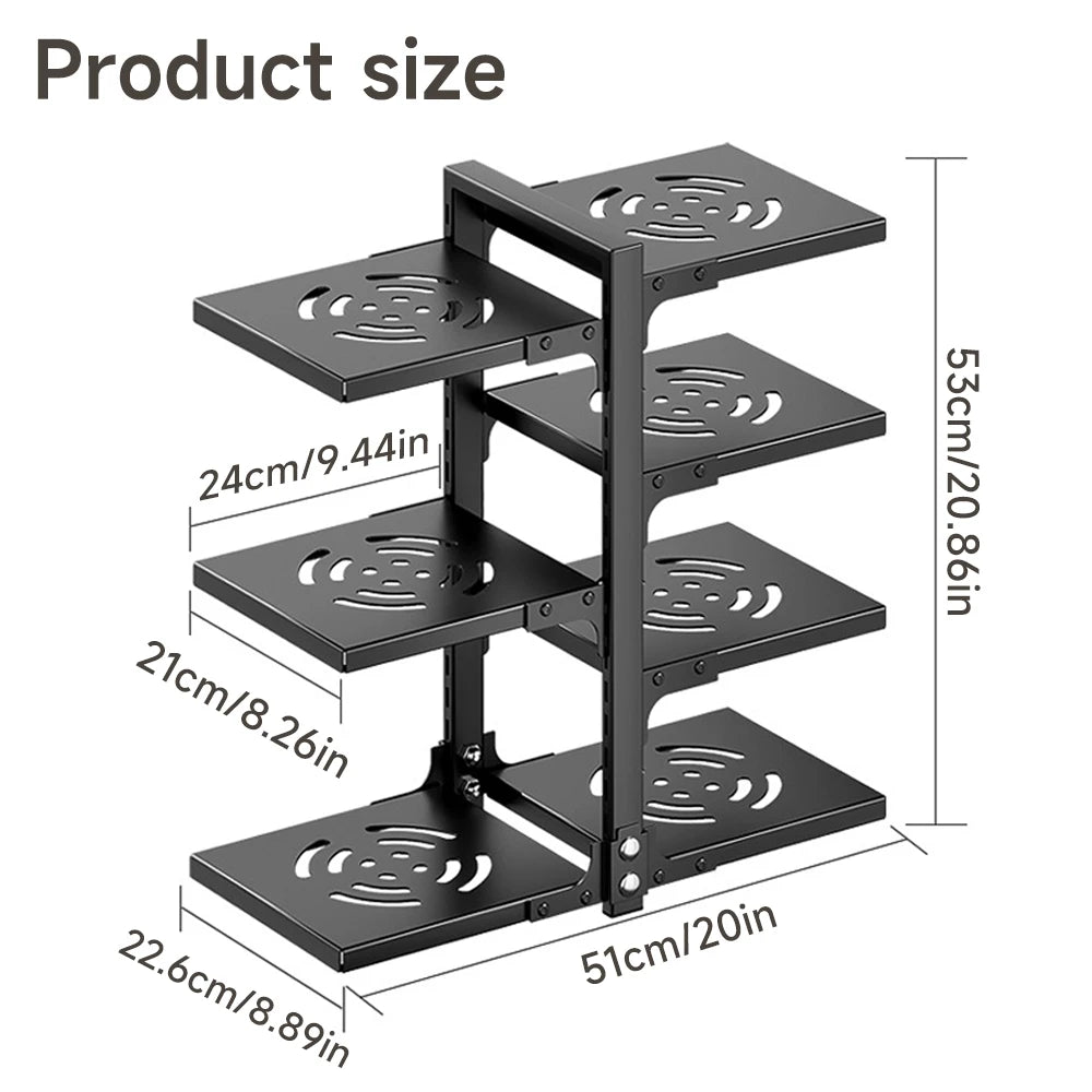 3/4-stufiges Topf- und Pfannenregal, große Kapazität, frei verstellbar, rost- und korrosionsbeständig, für den Spülenunterschrank in der Küche