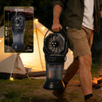 Ventilatore Nebulizzatore da Campeggio Esterno Nero 15000mAh Serbatoio da 2000ml Motore Brushless 90 °   Torcia portatile con luce RGB oscillante