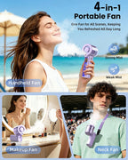Ventilatore portatile con nebulizzatore, ventilatore personale turbo ad alta velocità da 30000 RPM con velocità regolabili, mini ventilatore spray ricaricabile da 3000 mAh, con display LED, per viaggi, attività all'aperto,