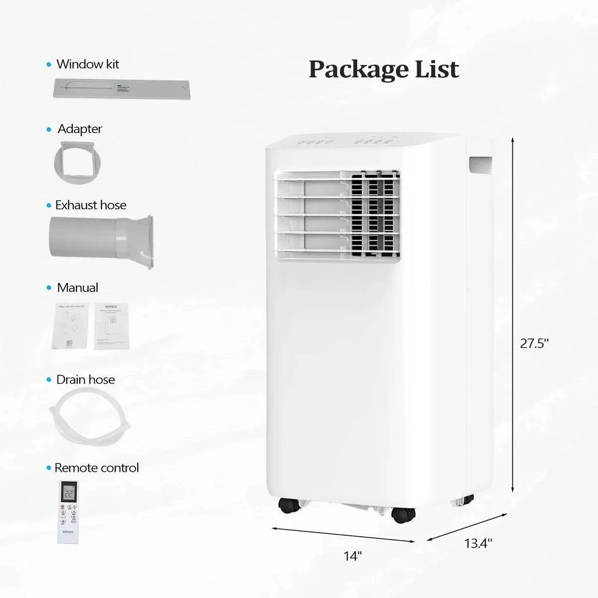 Unità AC con Ventilatore e Deumidificatore per 350 mq Condizionatore d'aria portatile Wi-Fi da 10000 BTU