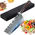 ZENG Professionelles 7-Zoll-Kochmesser – ultrascharf und langlebig, Edelstahl mit Holzgriff und lasergravierter Damast-Optik, mit Geschenkbox