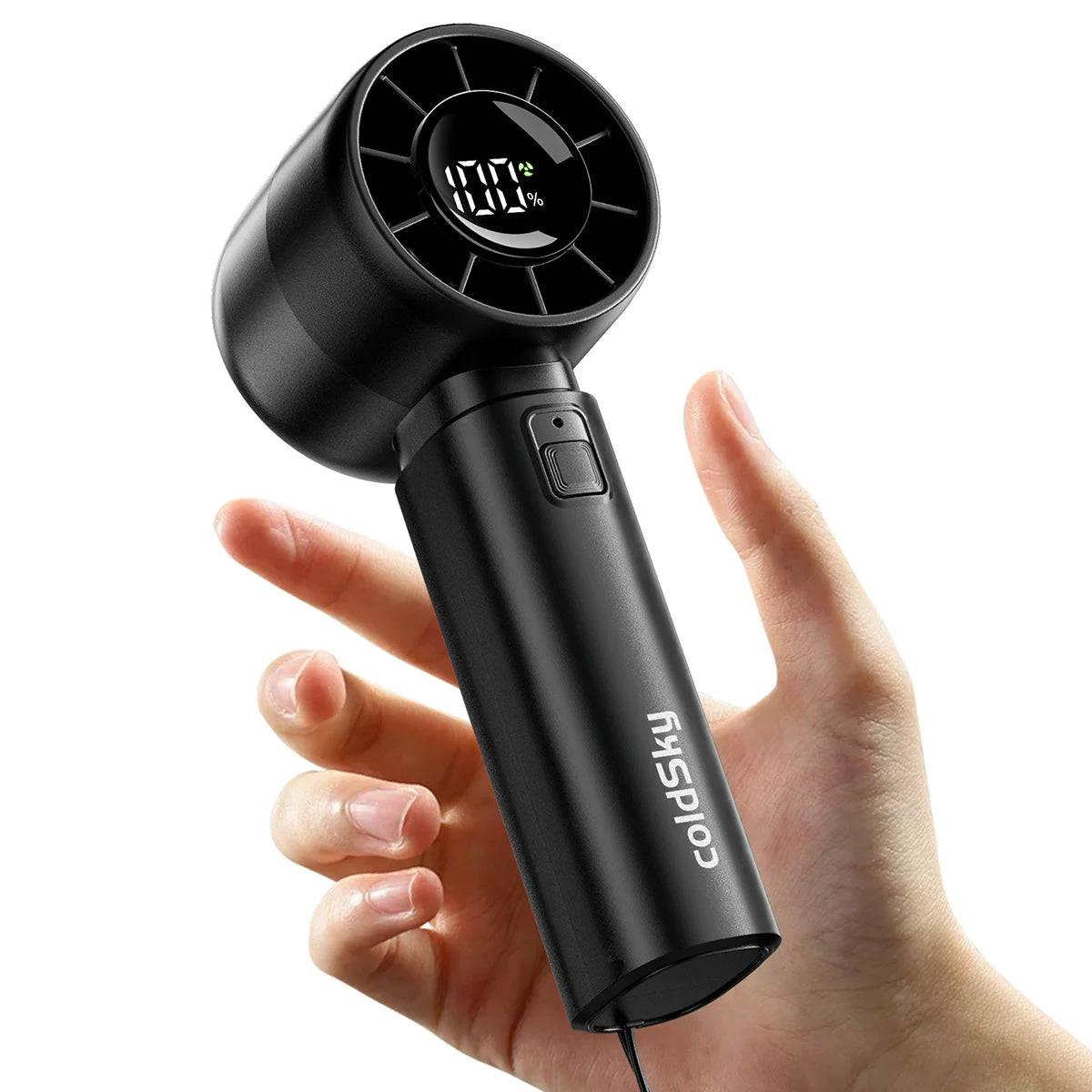 ColdSky Ventilatore portatile ricaricabile 3000 mAh 5 velocità con display digitale