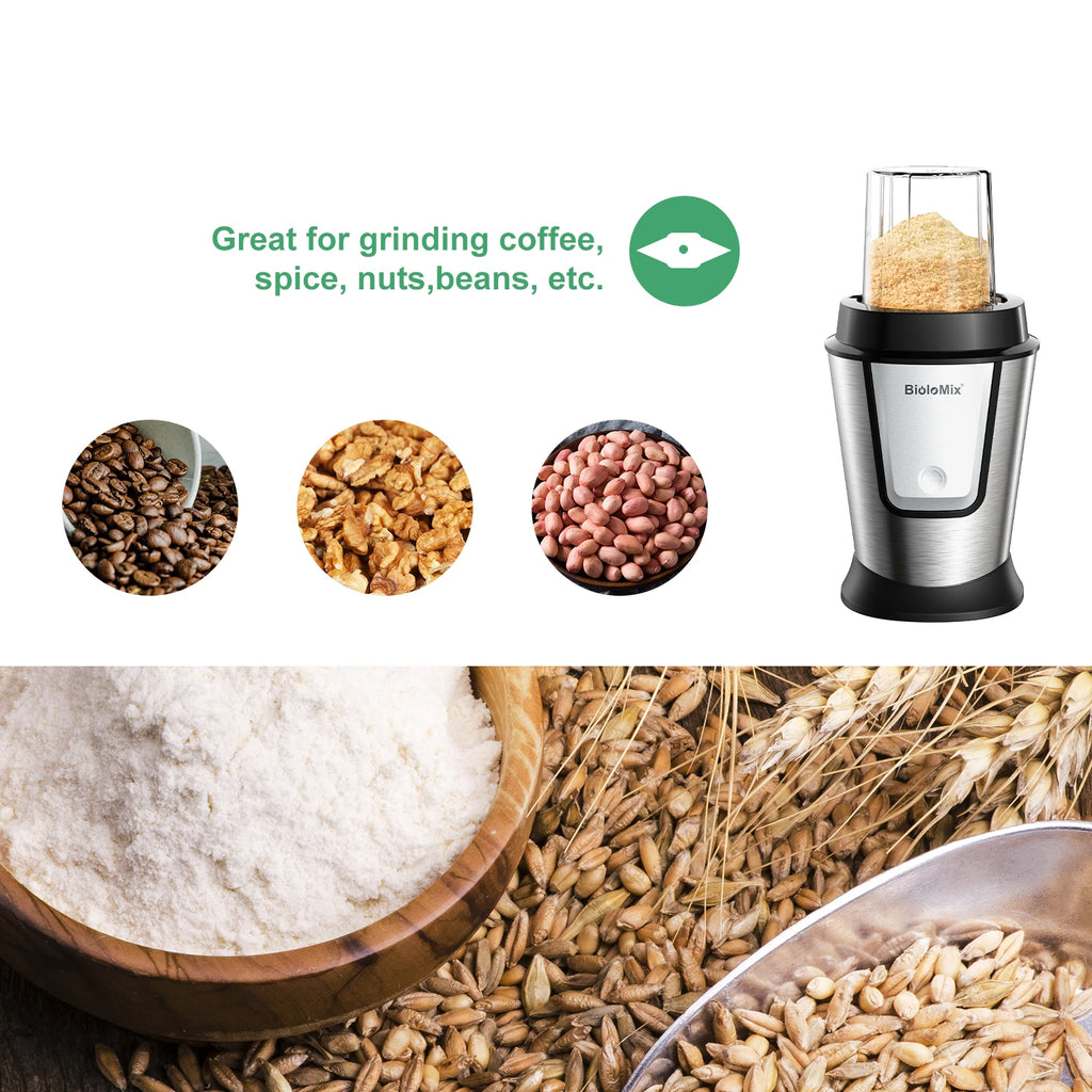 BioloMix 700W 3-in-1 Multifunktionaler tragbarer Küchenroboter Entsafter Mixer Smoothie Mixer Lebensmittelhacker Trockenmühle für die Küche