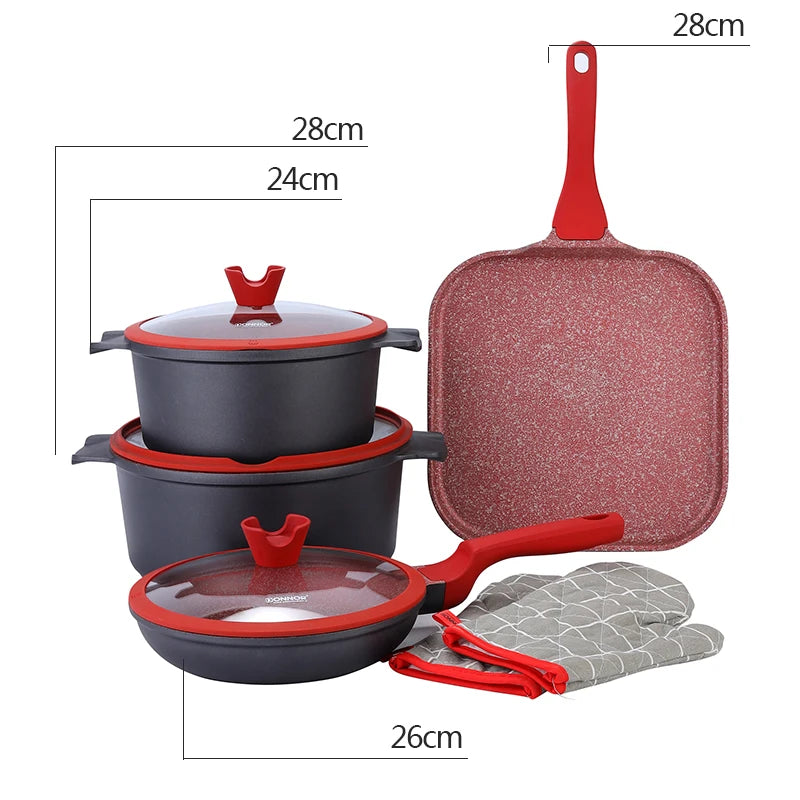 DONNOR 21 Pezzi Set di Pentole in Ceramica Set di Pentole e Padelle Antiaderenti Set da Cucina con Utensili e Protezioni per Padelle JT529