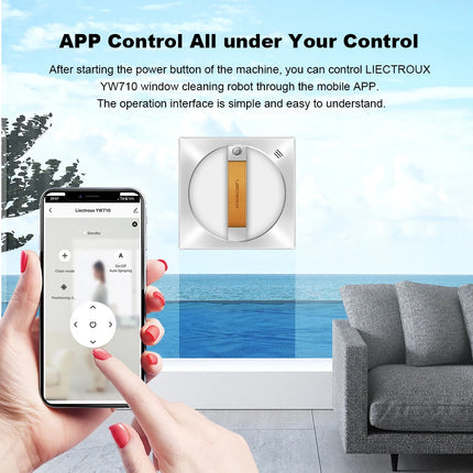Liectroux YW710 Window Cleaning Robot, Dual Water Spray, Smart Memory, Powerful Vacuum Suction, Laser Sensor, Home Window Cleaning Robot, APP Control