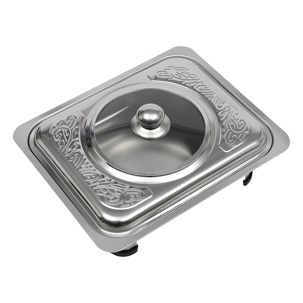 4/8 Stück Chafer-Pfannen-Buffet-Servierbehälter mit Deckel, rechteckiger Speisenwärmer-Pfannen-Servierbehälter