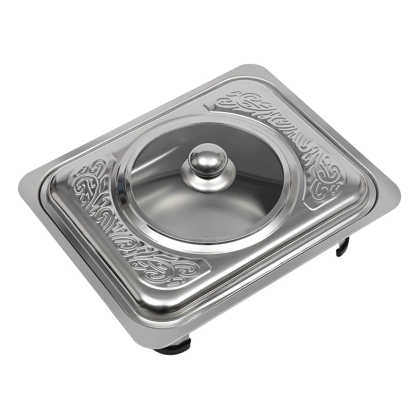 4/8 Stück Chafer-Pfannen-Buffet-Servierbehälter mit Deckel, rechteckiger Speisenwärmer-Pfannen-Servierbehälter
