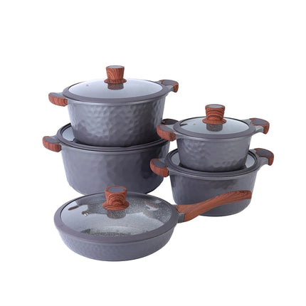 DONNOR Set di Pentole e Padelle da 10 Pezzi, Antiaderente, per Induzione, Non Tossico, con Pentole e Padelle, JT526