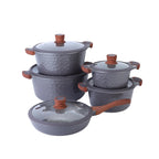 DONNOR Pentole e Padelle Set 10 Pezzi Set di Pentole Antiaderenti Set di Pentole da Cucina a Induzione Non Tossico con Padelle Stock Pot JT526