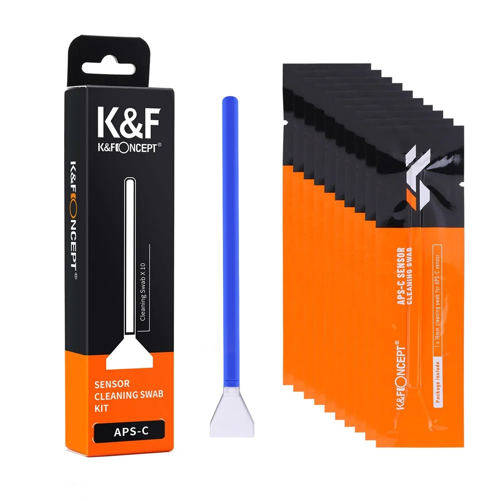 K&F Concept 10er Pack Reinigungsstäbchen für Vollformat-Sensor 16 mm APS-C 24 mm CMOS CCD Trockene Reinigungsstäbchen für Nikon Sony Canon DSLR-Kamera