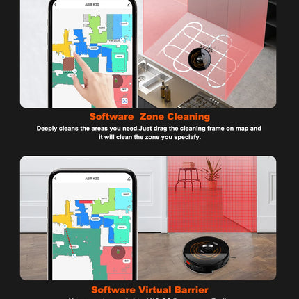ABIR K30 Robot Vacuum Cleaner, Automatic Emptying Station, Lidar Laser, 6500PA Suction, Multi-Floor Mapping, Smart Home Appliance for Dry and Wet Cleaning