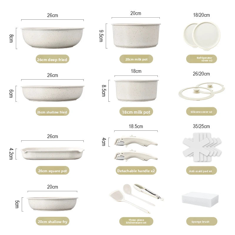 Set di pentole GIYOCA con manici staccabili, antiaderenti in ceramica, senza PFOS e PFOA, adatti per induzione/forno/lavastoviglie, compatibili con tutti i tipi di fornelli, idea regalo per la cucina.